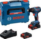 Set trapano avvitatore a batteria Bosch EXSR18V-90 con batterie.