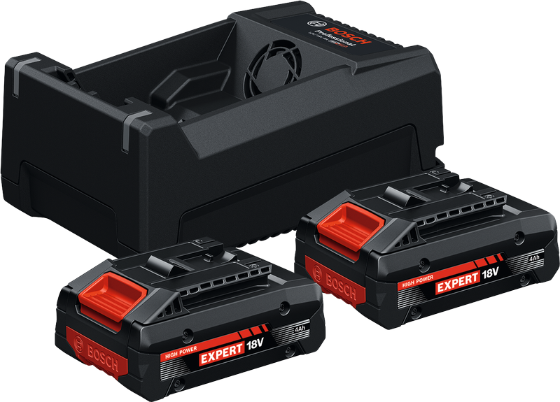 Set di avviamento Bosch con caricabatterie GAL 12V/18V-80, 2 batterie da 18 V 4 Ah.