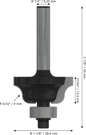 Fresa Bosch PRO Roman Ogee attacco 1/4″, R 5/32″.