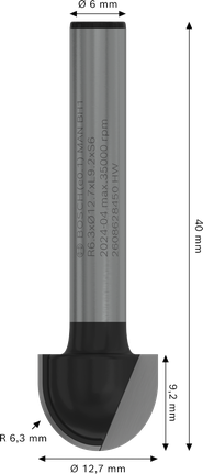 Fresa Bosch PRO Core Box R 6,3 mm gambo 6 mm.