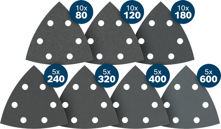 Fogli abrasivi Bosch PRO F355, grane assortite, confezione da 50.