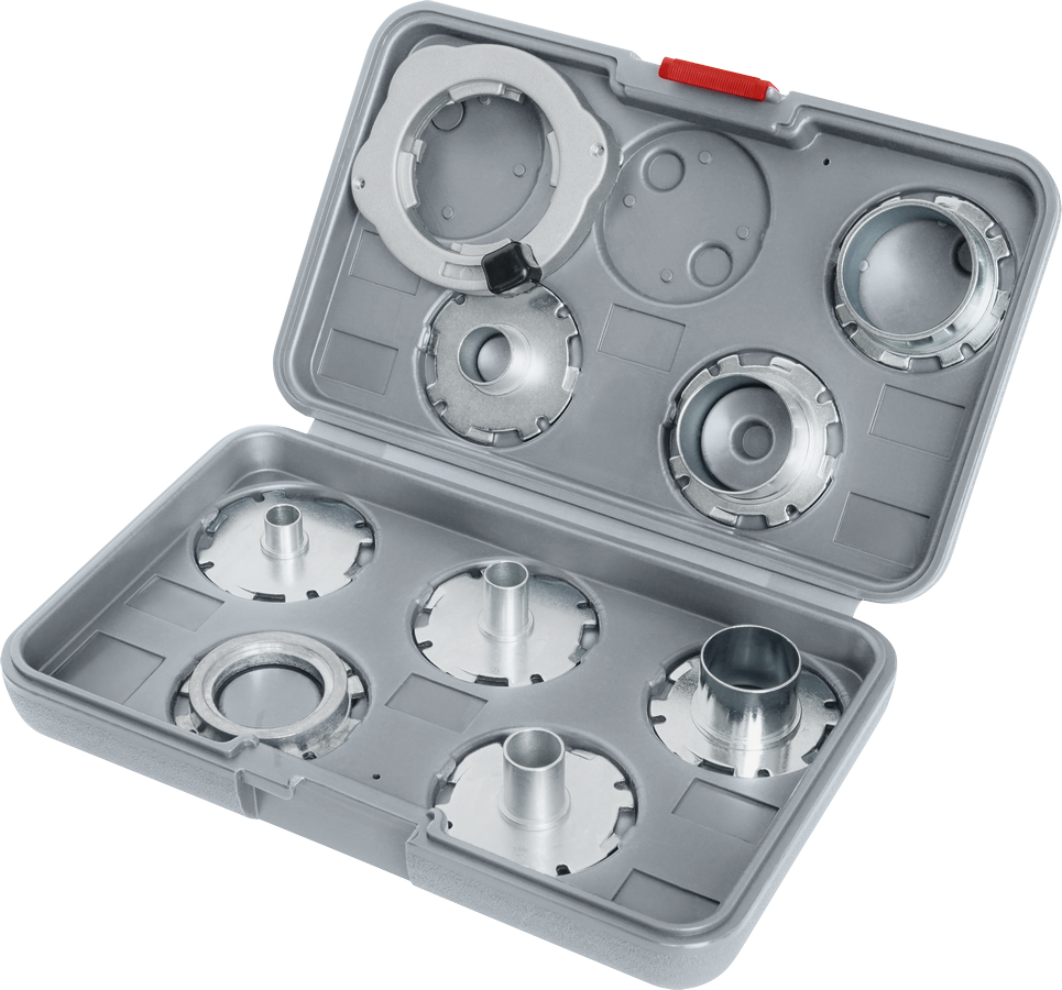 Set di guide per modelli Bosch PRO in formato metrico per fresatrice verticale, 9 pezzi in confezione.