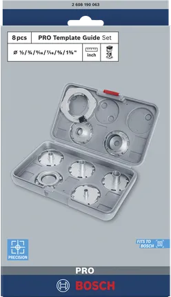 Set di guide per fresatrici Bosch PRO da 8 pezzi.