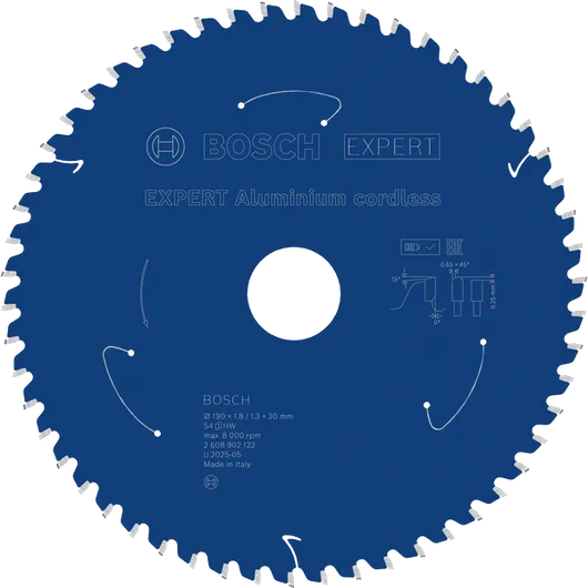 Lama per sega circolare a batteria Bosch EXPERT in alluminio, 54 denti.