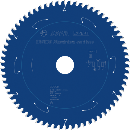 Lama per sega circolare a batteria Bosch EXPERT in alluminio da 216 mm.