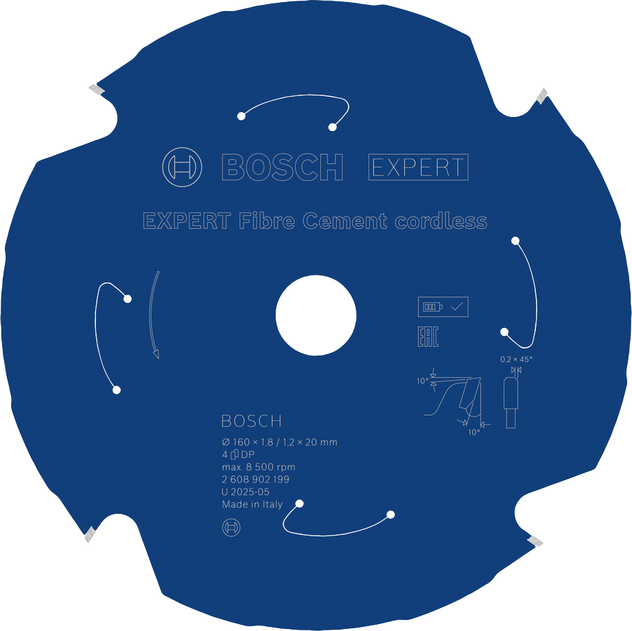 Lama per sega circolare a batteria Bosch EXPERT Fibre Cement, 160 mm.