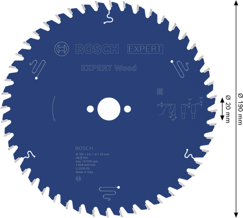 Lama per sega circolare Bosch EXPERT Wood 190mm 48T.