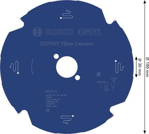 Lama per sega circolare Bosch EXPERT Fibre Cement, 190 mm.