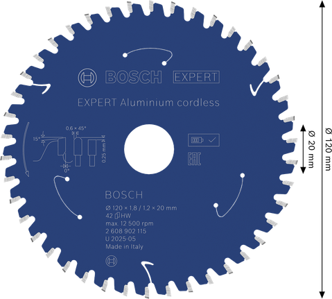 Lama per sega circolare a batteria Bosch EXPERT in alluminio, 120 mm.