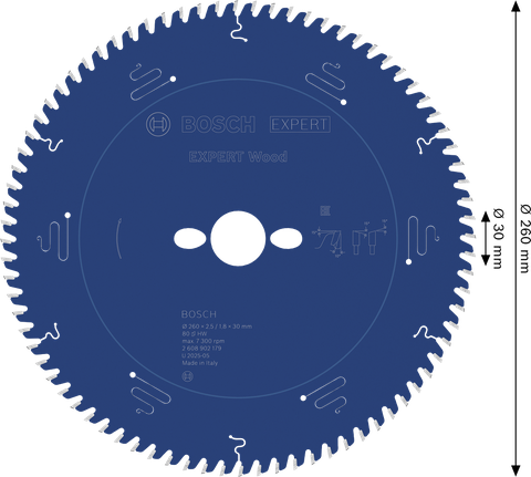 Lama per sega circolare Bosch EXPERT Wood, 260 mm, 80 denti.