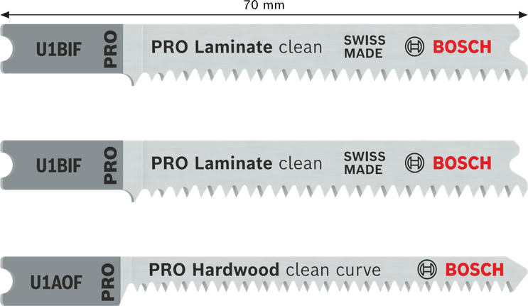 Set di lame per seghetto alternativo Bosch PRO Laminate, 3 pezzi.