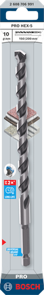 Punta da trapano Bosch PRO HEX-5 10×150×200 mm.