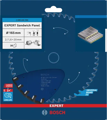 Lama per sega circolare Bosch EXPERT Sandwich Panel 165×2/1,6×20 mm T30.