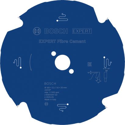 Lama per sega circolare Bosch EXPERT Fibre Cement, 165 mm.