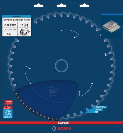 Lama per sega circolare per pannelli sandwich Bosch EXPERT da 355 mm.