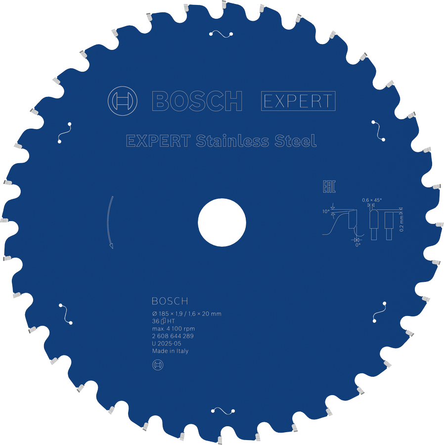 Lama per sega circolare Bosch EXPERT in acciaio inossidabile, 36 denti.