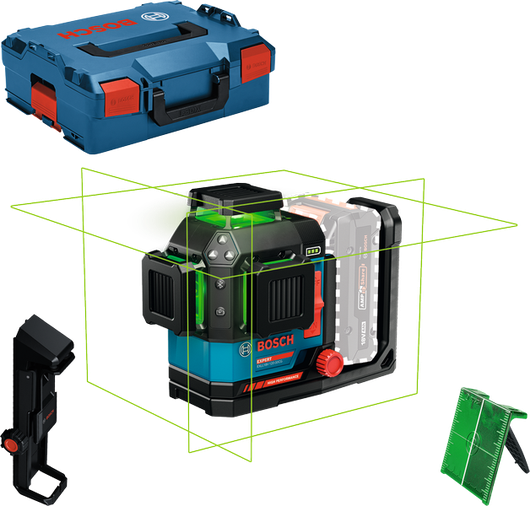 Livella laser Bosch EXLL18V-120-33CG con custodia.