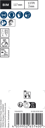 Lama per seghetto alternativo Bosch EXPERT Hardwood 2-side clean T308BF, BIM 117 mm 13 TPI.