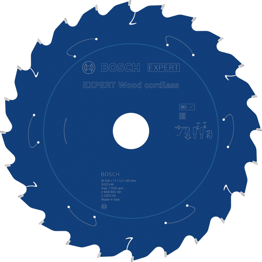 Lama per sega circolare a batteria Bosch EXPERT Wood, 216 mm T24.