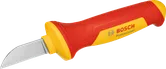 Coltello per cavi Bosch VDE con impugnatura isolata rossa e gialla.