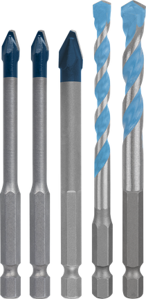 Set di punte per trapano Bosch HEX-9 in ceramica dura e multi-costruzione.