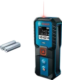 Distanziometro laser Bosch GLM 50-21 con display e batterie.