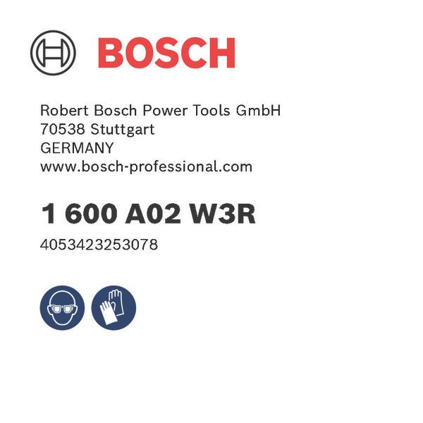 Bosch logo, Postal address, Electronic address, Safety icons