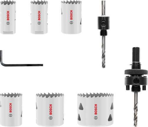 Set di seghe a tazza filettate multimateriale Bosch , sei misure.