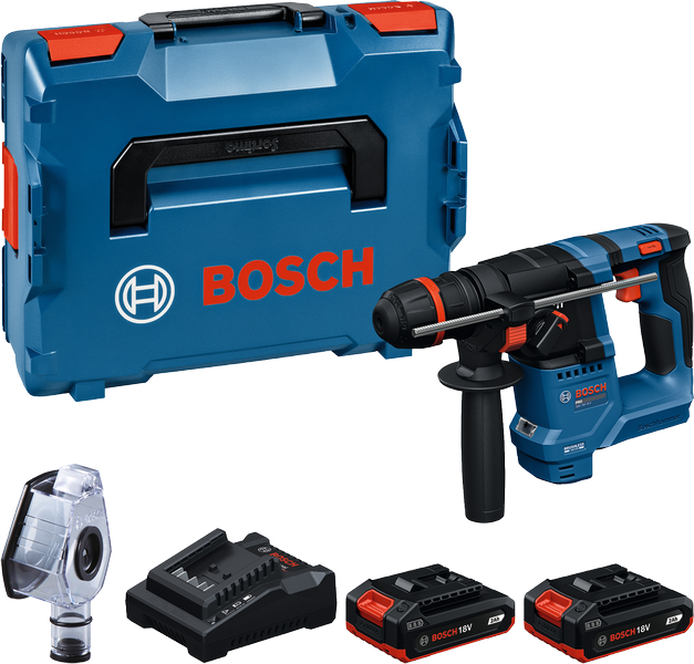 Set trapano a percussione Bosch GBH 18V-18 con batterie.