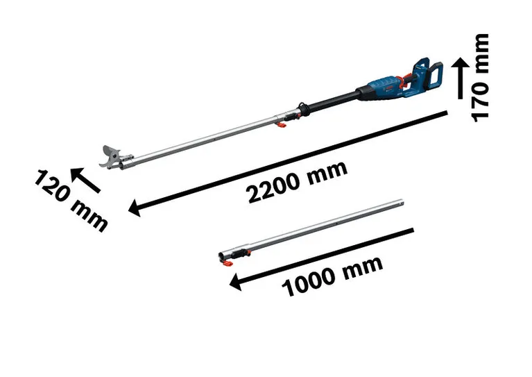 Forbici da potatura a batteria Bosch GGP18V-45EP con asta di prolunga.