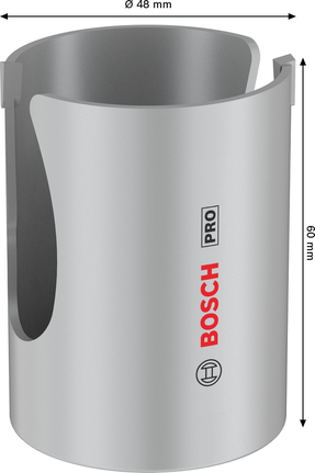 Sega a tazza filettata Bosch PRO per materiali da costruzione, 48 mm.