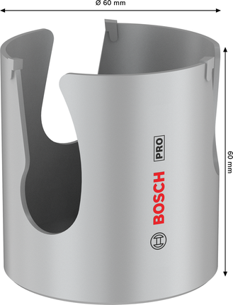 Sega a tazza filettata Bosch PRO per materiali da costruzione, 60 mm.