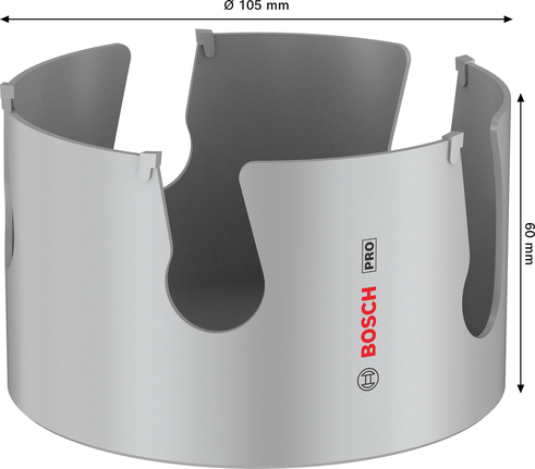 Sega a tazza filettata Bosch PRO per materiali da costruzione, 105 mm.