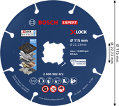 Disco diamantato per taglio metalli Bosch EXPERT X-LOCK 115 mm.
