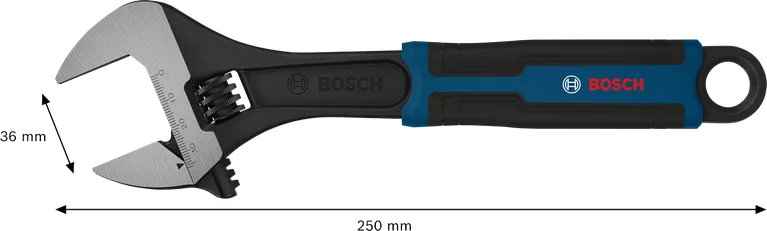 Chiave regolabile Bosch da 250 mm con apertura da 36 mm.