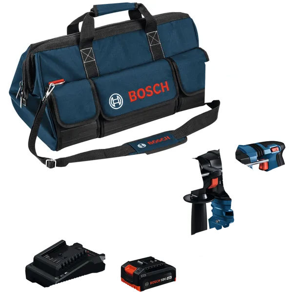 Martello perforatore Bosch GBH 18V-22 X con batteria, caricabatterie e borsa.
