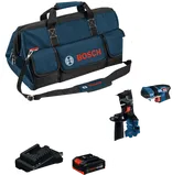Martello perforatore Bosch GBH 18V-22 X con batteria, caricabatterie e borsa.