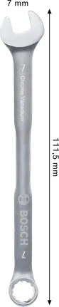 Chiave combinata Bosch da 7 mm in acciaio al cromo vanadio.