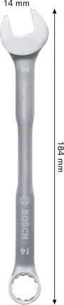 Chiave combinata Bosch da 14 mm in acciaio al cromo vanadio.