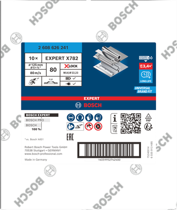 Disco lamellare Bosch EXPERT X782 da 125 mm G80 X-LOCK.