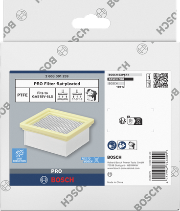 Filtro plissettato piatto Bosch PRO per aspirapolvere GAS18V-6LS.