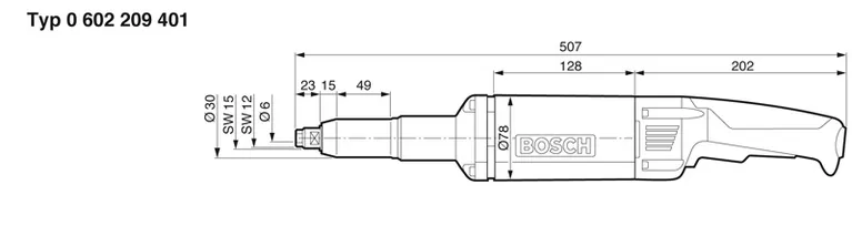 Schema della smerigliatrice dritta.
