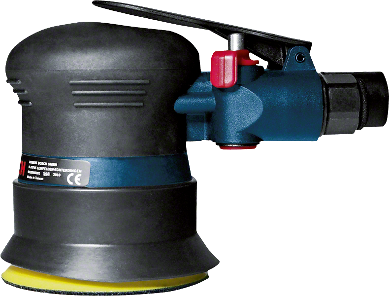 Levigatrice rotoorbitale pneumatica Bosch con diametro di 80 mm.