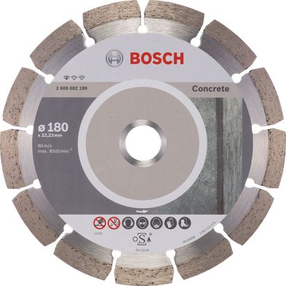 Disco de corte de diamante Bosch Standard para hormigón de 180 mm.