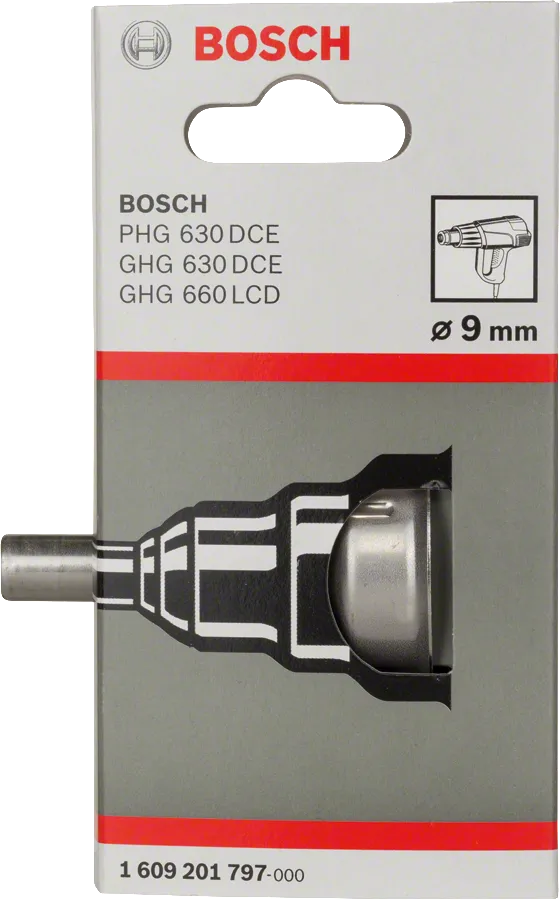 Boquilla reductora Bosch de 9 mm para accesorios de pistolas de calor.