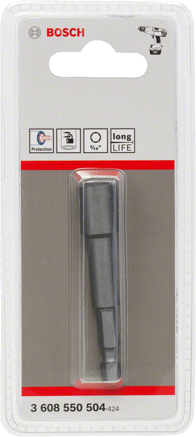 Llave de tuercas Bosch de 1/4 de pulgada con vástago hexagonal y 65 mm de longitud.