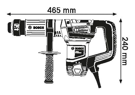 Dimensiones del martillo de demolición.