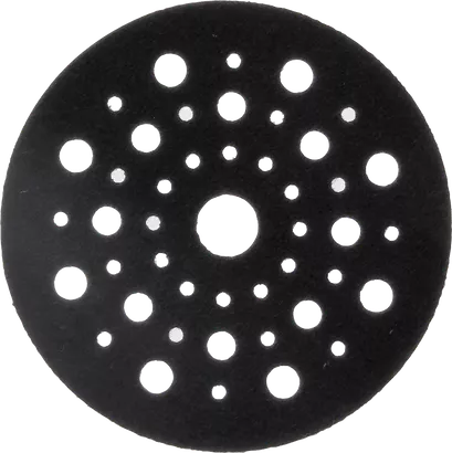 Almohadilla de lijado Bosch con múltiples orificios de extracción de polvo.