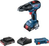 Taladro inalámbrico Bosch GSB 18V-50 con batería y maletín.
