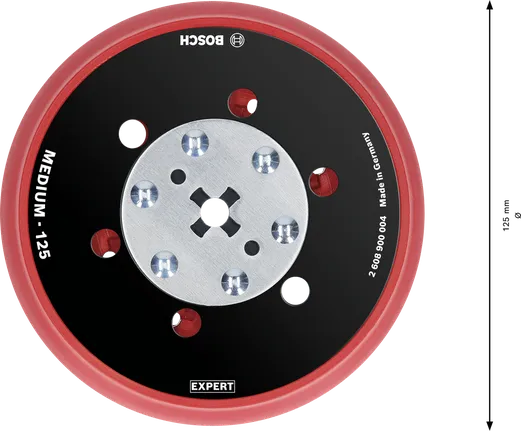 Almohadilla de lijado multiorificios Bosch EXPERT Universal de 125 mm, grano medio.